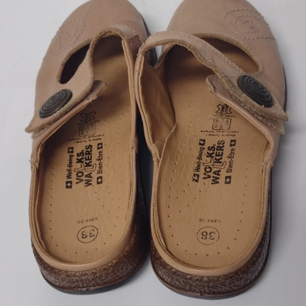 Tan Leather Mules Comfortable Clogs - Picture 7 of 9